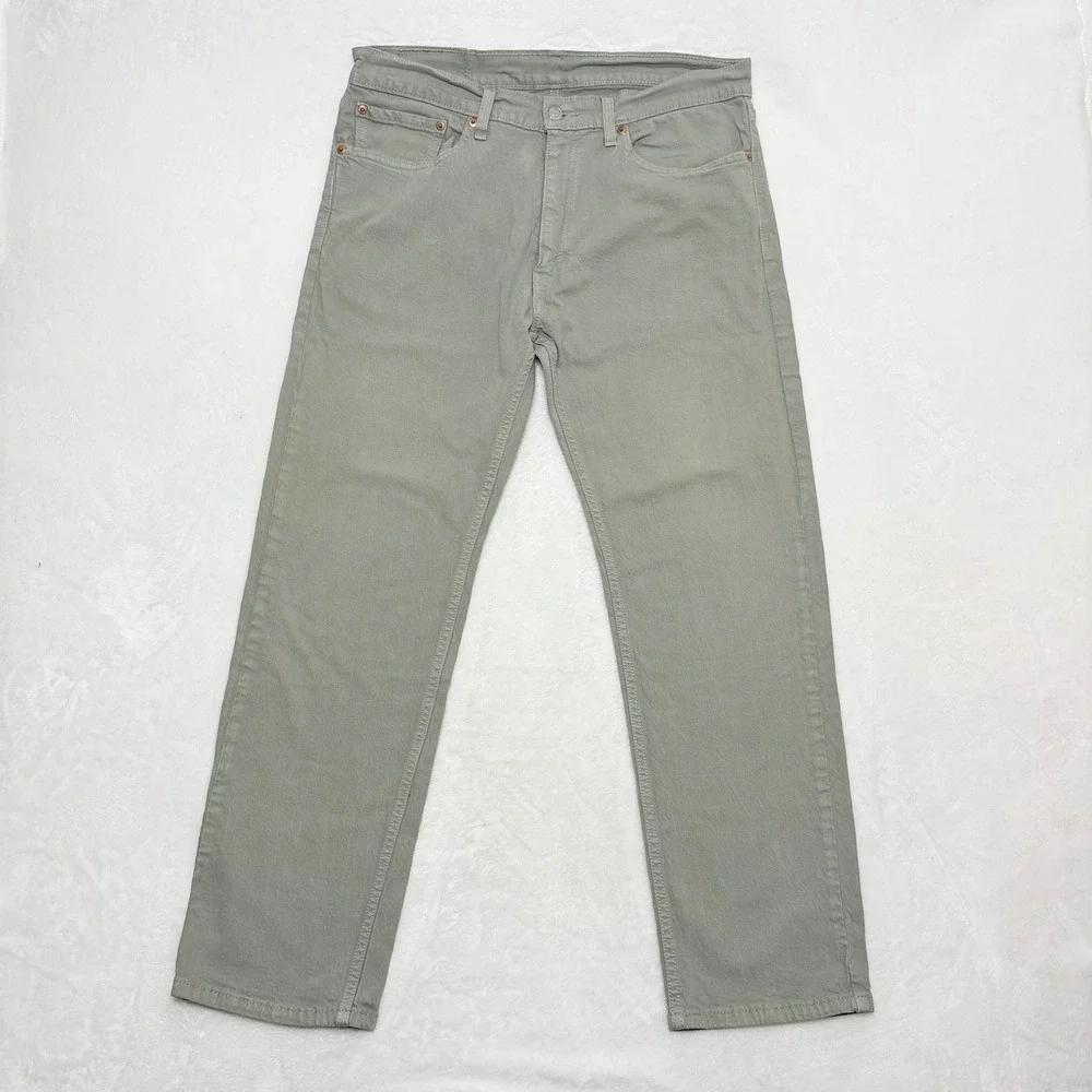 Levi Strauss 505 Straight Leg Denim Pants Olive Gray Size 34x30 Actual 35x28